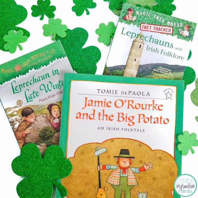 Read alouds for March: Leprechaun in Late Winter, Leprechauns and Irish Folklore, Jamie O'Rourke and the Big Potato March read alouds for your classroom recommended by Core Inspiration.