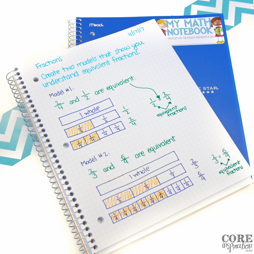 Core Inspiration Math Journal Prompt Example for third grade