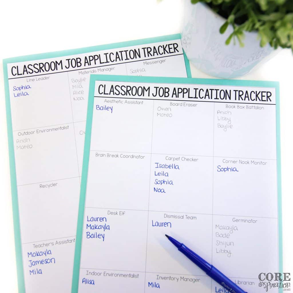 This classroom job application tracker is such a time saver for me. I love that I can just read the applications, make note of who has applied, and send their applications home for families to read at the end of each week.