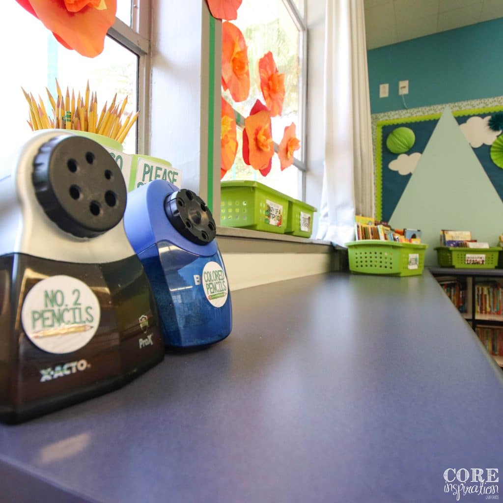 Low cost flexile seating option: leave some of your classroom counter space clear so students can stand to work when they need more space to spread out.