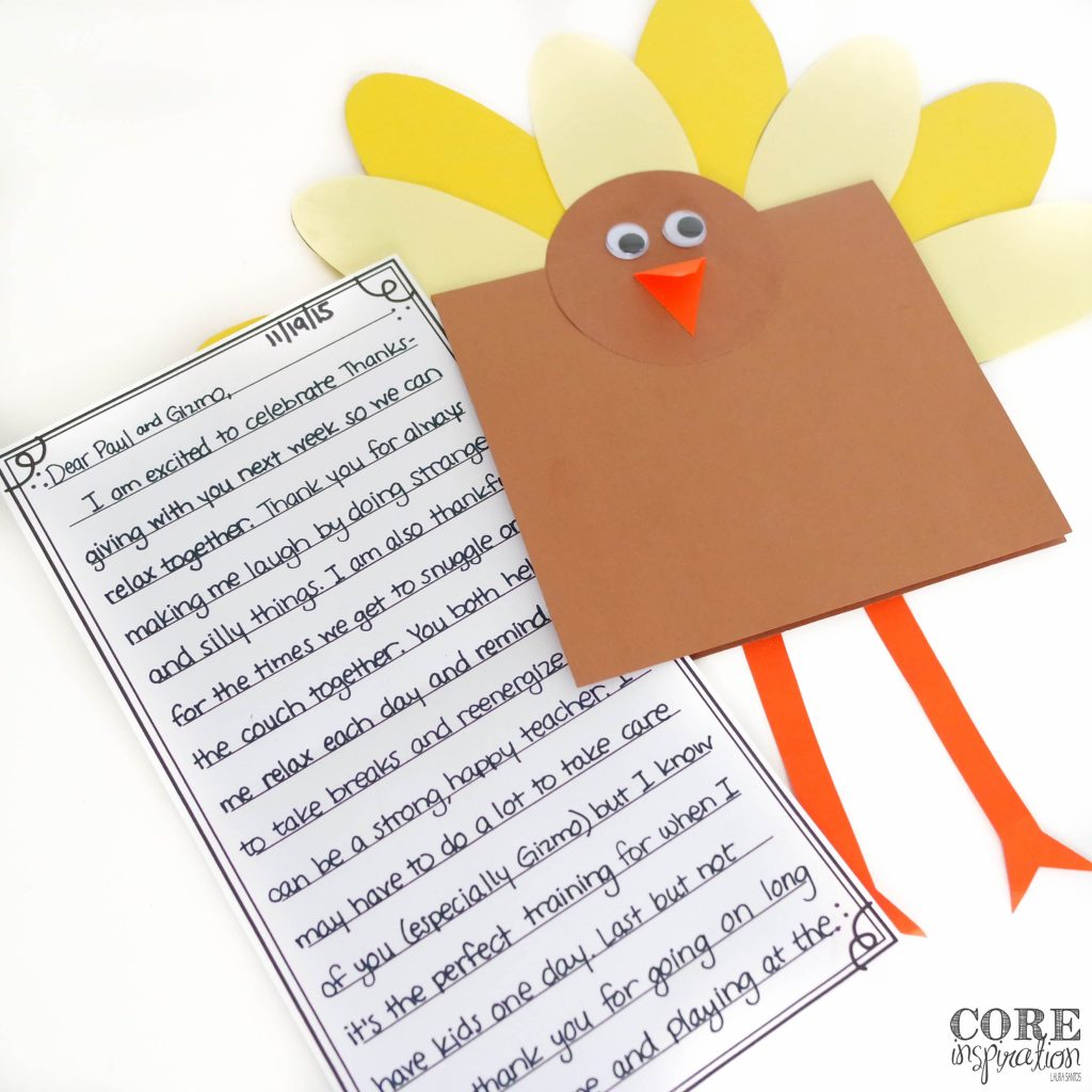 A letter of thanks and a turkey card.