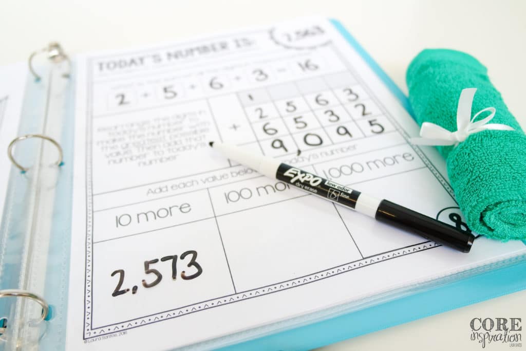 Core Inspiration reusable Number of the Day Binder with whiteboard marker