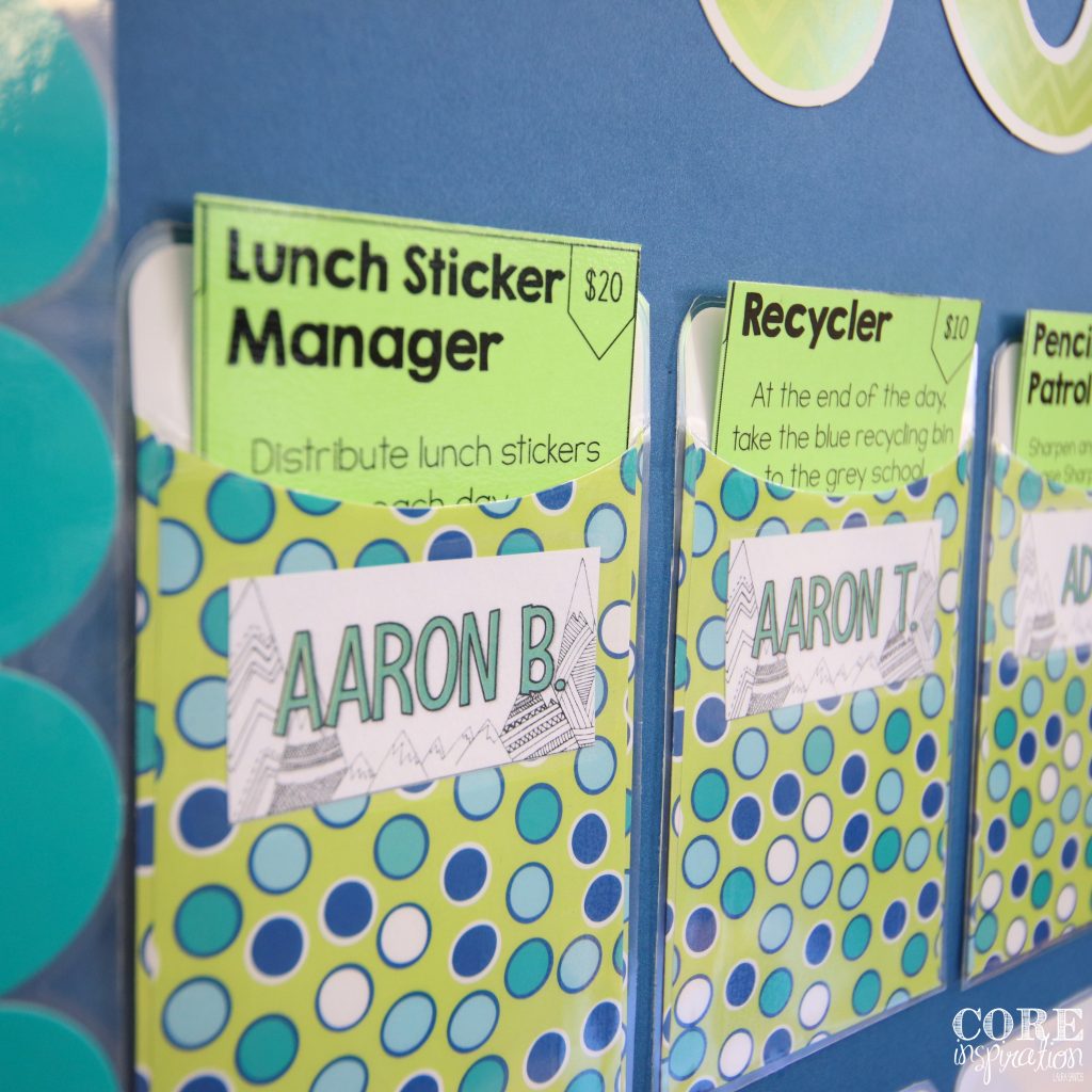 Classroom job board with job cards