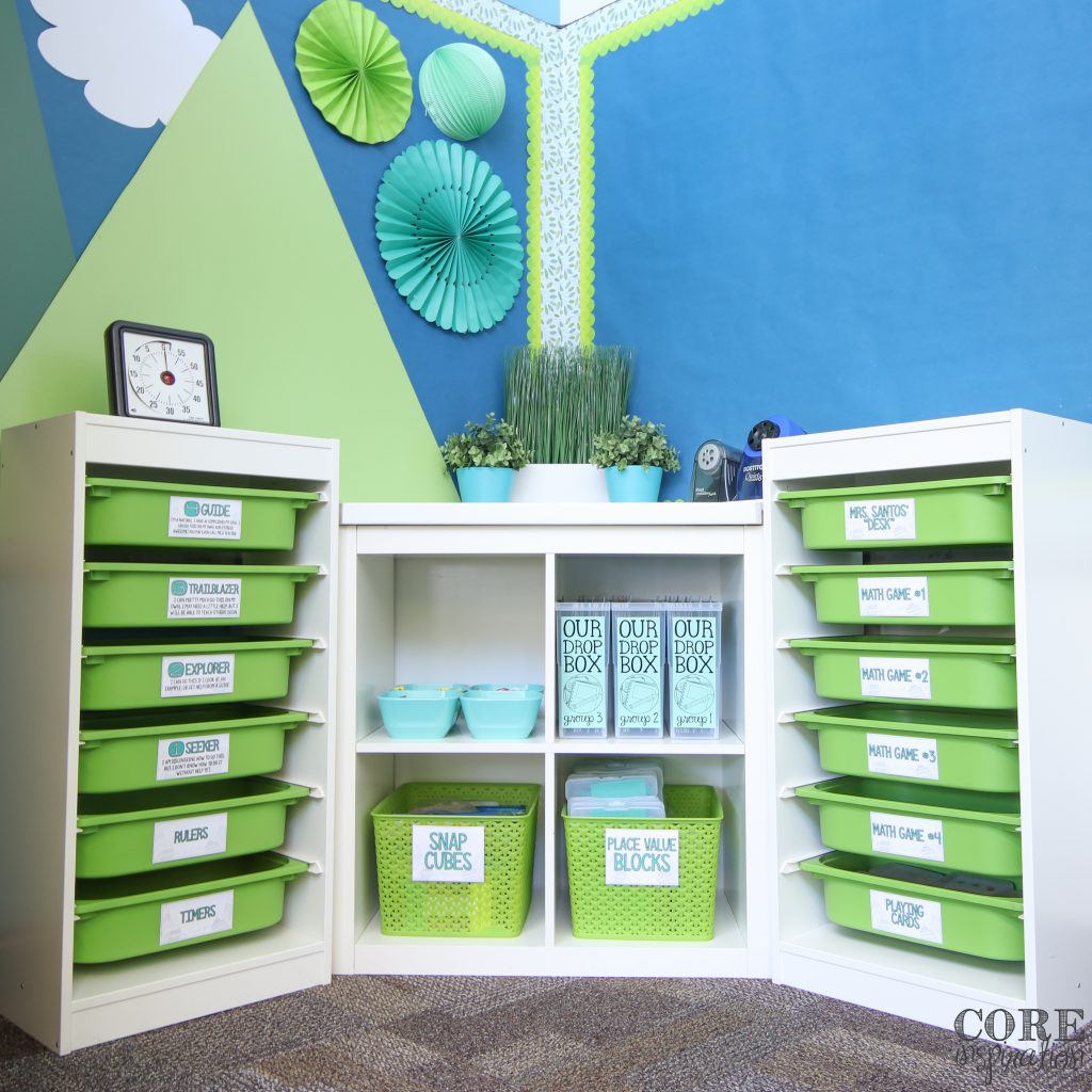 Core Inspiration math workshop storage corner.