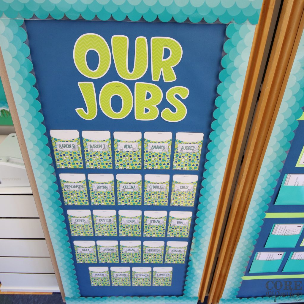Core Inspiration classroom job bard with library pockets
