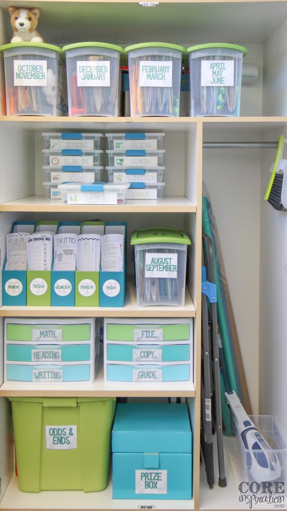 Teacher classroom cabinet organization