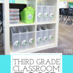 This third grade classroom is an elementary teacher’s dream. Bright blues and green. Love the way the classroom uses flexible seating without the need to have special chairs and tables - uses the open space so efficiently. Students have access to their learning supplies so they can stay organized, and independent. Perfect space for self directed learning.