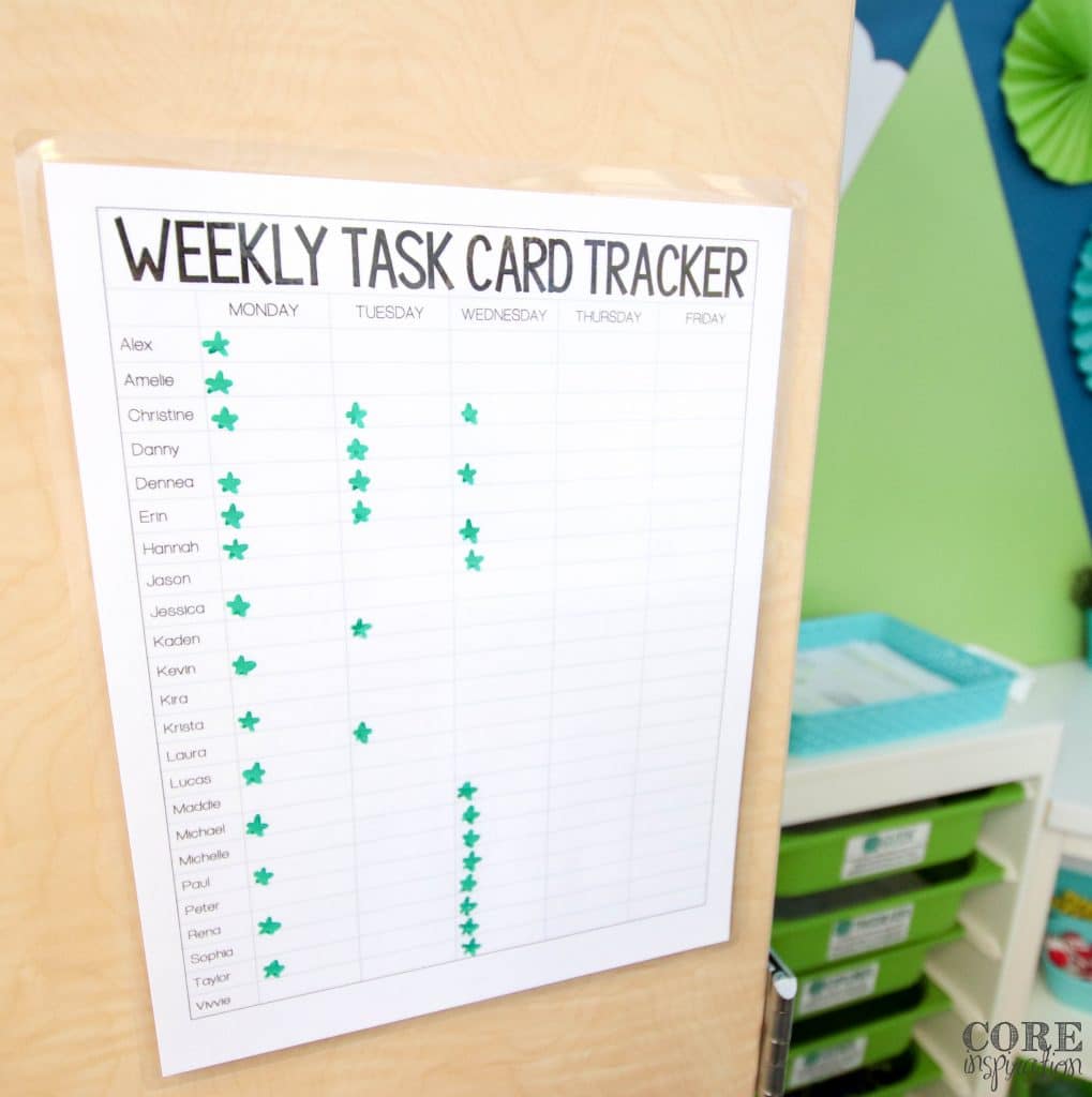 Weekly task card tracking sheet helps students and teachers track how many tasks students have completed. Helps boost student accountability. 